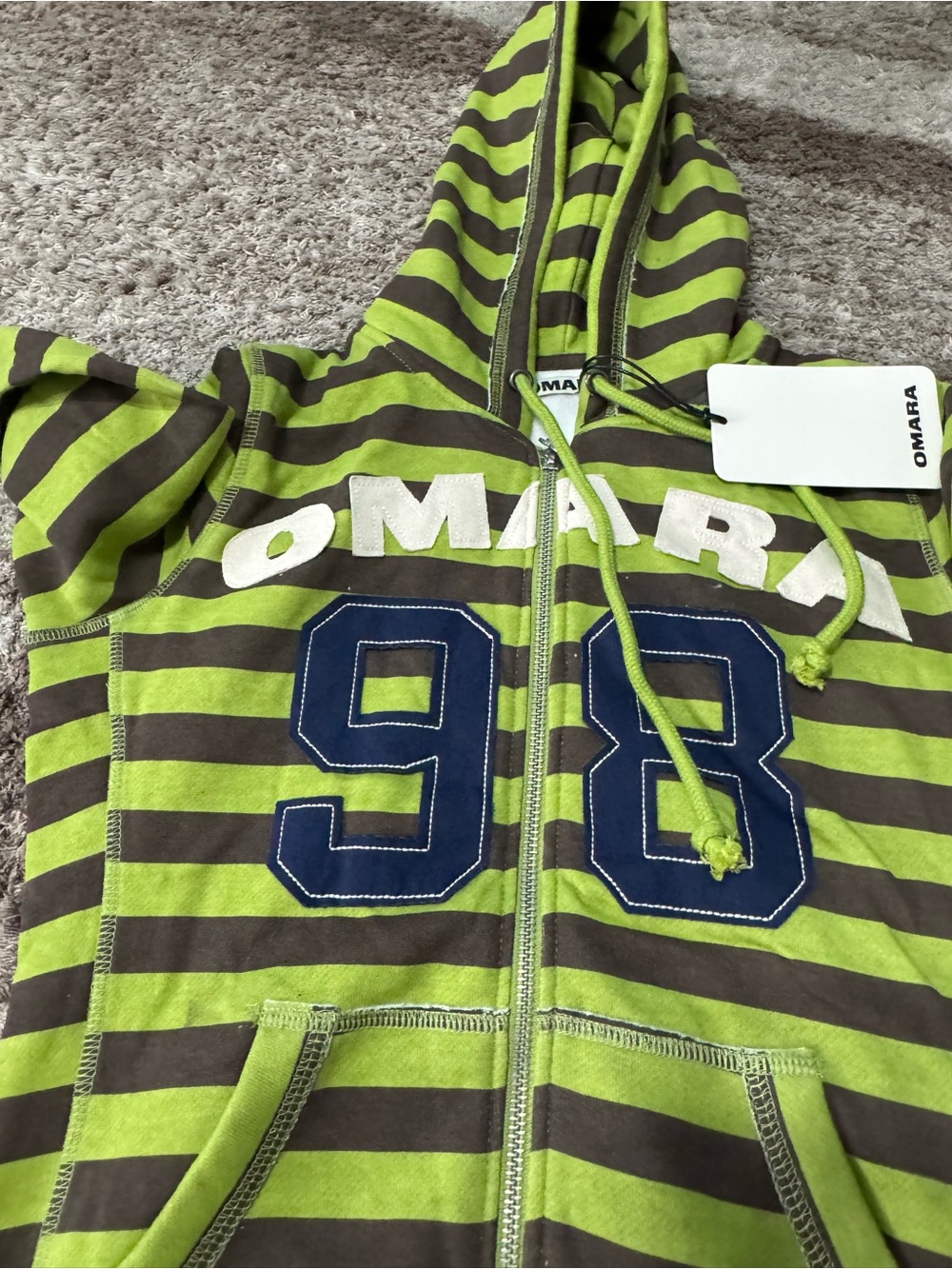 Omara Essential Green Striped Hoodie - Picture 3 of 5